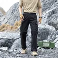 Men's loose tactical cargo pants with multi-pockets in functional black style - 29 / Bottoms / Black