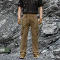 Durable men's loose techwear cargo pants in brown featuring a multi-pocket utility design - 28 / Bottoms / Camel