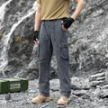 Men's loose Japanese functional style cargo pants in grey with multiple pockets - 28 / Bottoms / Gray