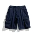 Pantalones cortos tipo cargo para hombre en azul marino con múltiples bolsillos. - 29 / Bottoms / Azul