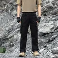 Black men's loose Japanese techwear style cargo pants with functional multi-pockets - 28 / Bottoms / Black