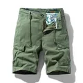 Herren Retro Tactical Cargo Shorts in Olivgrün mit Kordelzug und Blattmuster-Futter - 28 / Unterteile / Armeegrün