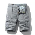 Herren Retro-Cargo-Shorts in Grau mit Funktionstaschen und Kordelzug im Japan-Stil - 28 / Unterteile / Grau