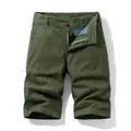 Men's army green cargo shorts with comfortable elastic fabric for casual summer wear - 30 / Bottoms / Army Green