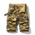 Men's summer military camouflage cargo shorts with belt in khaki and olive tones - 29 / Bottoms / Khaki Camo