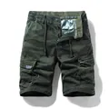 Men's camouflage cargo shorts with elastic drawstring waist and street outdoor style - 30 / Bottoms / Army Green