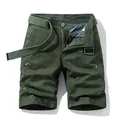 Short cargo pour homme vert olive avec broderie d'oiseaux et ceinture en toile assortie - 30 / Bas / Vert Militaire