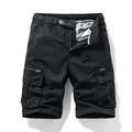 Men's loose multi-pocket cargo shorts in American retro style black color - 30 / Bottoms / Black
