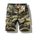 Men's retro camouflage cargo shorts with multiple pockets and drawstring - 30 / Bottoms / Khaki