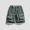 Classic men's American retro olive green cargo shorts with multiple utility pockets - 28 / Bottoms / Army Green