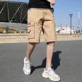 Pantalones cortos cargo de algodón caqui premium para hombre con ajuste relajado y bolsillos - 30 / Bottoms / Caqui