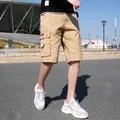 Premium khaki heren cargo shorts van katoen met een ontspannen pasvorm en zijzakken - 30 / Bottoms / Khaki