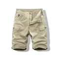 Bermudas cargo para hombre caqui con diseño multibolsillo, cintura elástica y resistente. - S / Bottoms / Caqui