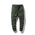 Men's vintage military green multi-pocket cargo jogger pants with elastic drawstring waist - 28 / Bottoms / Army Green