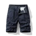 Professional men's vintage navy blue cargo shorts with elastic drawstring waist and side pockets - 29 / Bottoms / Navy Blue