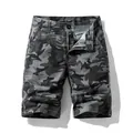 Men's casual grey camouflage cargo shorts with street style design on white background - 29 / Bottoms / Gray