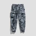 Men's vintage camouflage cargo jogger pants with elastic waist and multiple pockets - 38 / Bottoms / Gray