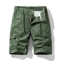 Vintage men's army green cargo shorts with elastic waist and loose fit for summer - 29 / Bottoms / Army Green