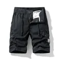 Loose casual black cargo shorts for men with drawstring waist and side pockets - 29 / Bottoms / Black