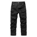 Classic men's versatile black stretch cargo pants with multiple functional utility pockets - 3XL / Bottoms / Black