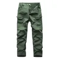 Men's casual straight-leg stretch cargo tactical pants in dark army green color variant - 3XL / Bottoms / Army Green