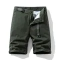 Men's olive green tactical cargo shorts with built-in belt for summer casual wear - 28 / Bottoms / Army Green