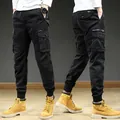 Men's vintage black outdoor cargo jogger pants with functional multi-pocket design - 29 / Bottoms / Black