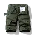 Short cargo homme vert foncé multi-poches avec ceinture en toile style décontracté - 29 / Bas / Vert Militaire