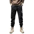 Herren Winter Cargo-Hose mit Fleecefutter in Schwarz im Retro-Jogger-Stil mit Taschen - 28 / Unterteile / Schwarz