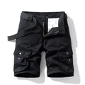 Short cargo noir pour homme avec poches multiples et ceinture, style streetwear. - Noir