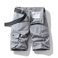 Short cargo gris pour homme avec poches multiples et ceinture en toile - 29 / Bas / Gris