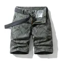 Pantaloncini cargo da uomo alla moda con motivo a foglie tropicali e cintura intrecciata - Grigio scuro
