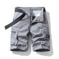 Bermudas cargo retro para hombre en gris con cinturón y varios bolsillos de algodón - 29 / Bottoms / Con Cinturón / Gris