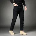 Men's slim fit black stretch cargo pants featuring a multi-pocket straight leg design - Black