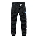 Men's multi-pocket cargo pants with zipper cuffs in black color style - 28 / Bottoms / Black