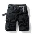 Stijlvolle heren zomer cargo shorts met bijpassende riem en handige ritszakken voor buiten - Zwart