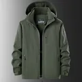 Men's waterproof fleece-lined hooded jacket in olive green for autumn and winter - M / Tops / Army Green