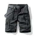 Premium men's charcoal gray cargo shorts featuring multiple zipper pockets and nylon belt - 29 / Bottoms / Gray