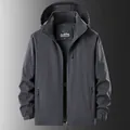 Men's dark grey outdoor winter jacket with detachable hood and warm fleece lining - M / Tops / Gray