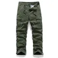 Herren Cargo-Hose in Olivgrün mit mehreren Taschen und elastischem Kordelzug am Bund - 28 / Unterteile / Armeegrün