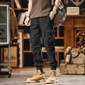 Men's trendy black multi-pocket cargo jogger pants for street sports and casual wear - 28 / Bottoms / Black