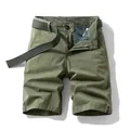 Vintage olive green cargo shorts for men with matching canvas belt summer style - 29 / Bottoms / Army Green