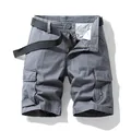 Men's vintage grey cotton cargo shorts with multi-pocket design and belt - 29 / Bottoms / Gray
