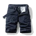 High-quality men's vintage outdoor cargo shorts with multiple pockets and belt included - 29 / Bottoms / Dark Blue