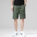 Men's loose olive green cargo shorts with pockets for summer casual street wear - 28 / Bottoms / Army Green