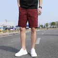 Classic men's loose fit retro burgundy cargo shorts for high-quality summer casual outfits - Burgundy