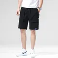 Summer casual black cargo shorts for men featuring loose fit and sport style design - 28 / Bottoms / Black
