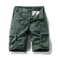 Classic dark green men's cargo shorts with elastic drawstring waist and pockets - 28 / Bottoms / Army Green