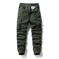 Men's dark green cargo joggers with multi-pocket design for a high street look - 29 / Bottoms / Army Green