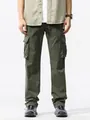 Men's olive green multi-pocket retro cargo pants, premium loose casual cotton trousers - 29 / Bottoms / Army Green